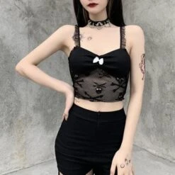 Sweet Black Skulls Lace Vest EE0948 -EgrilDoll Fashion Outlet Store sweet black skulls lace vest ee0948 top 105