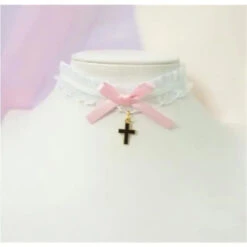 Sweet Cross Pendant Bownot Choker Cute Lolita Ribbon Chain Necklace EG079 -EgrilDoll Fashion Outlet Store sweet cross pendant bownot choker cute lolita ribbon chain necklace eg079 style 13 345