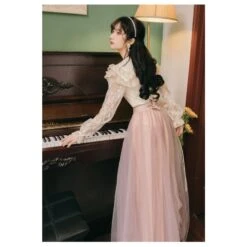 Sweet Elegant Flare Sleeve Lace Top Fairy High Waist Mesh Skirt Suit EG17098 -EgrilDoll Fashion Outlet Store sweet elegant flare sleeve lace top fairy high waist mesh skirt suit eg17098 718