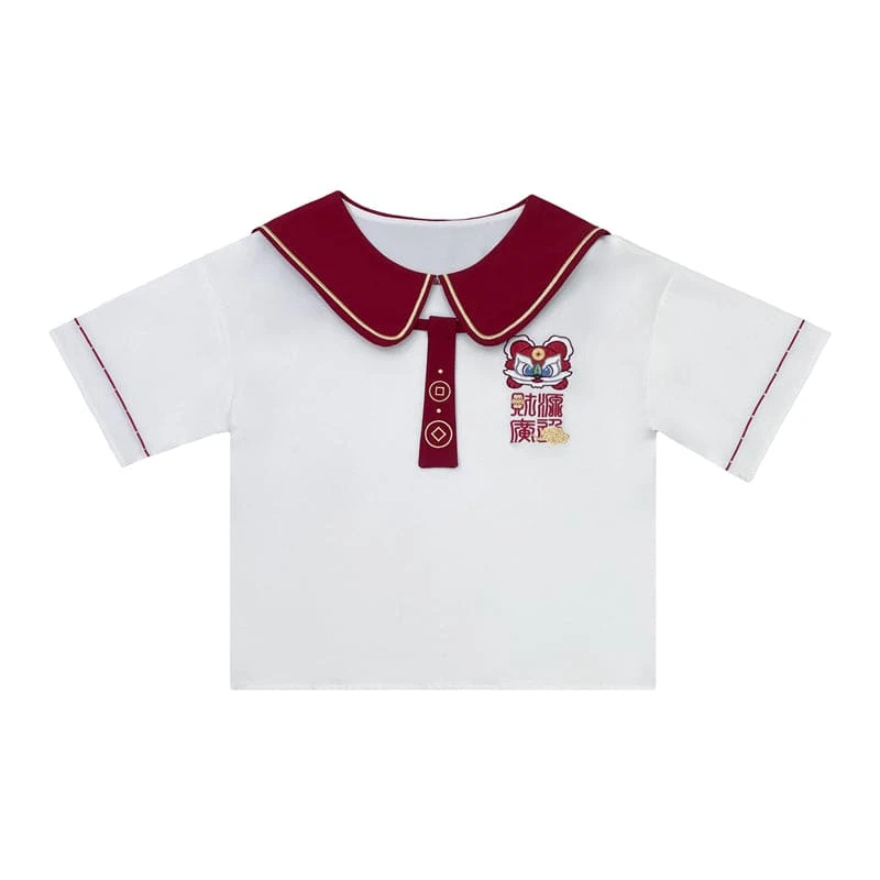 Sweet Embroidery Black Red T-shirt Skirt Set SP18903 11 Sweet Embroidery Black Red T-shirt Skirt Set SP18903 - Image 11