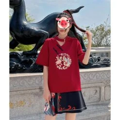 Sweet Embroidery Black Red T-shirt Skirt Set SP18903 22 Sweet Embroidery Black Red T-shirt Skirt Set SP18903 -EgrilDoll Fashion Outlet Store sweet embroidery black red t shirt skirt set sp18903 clothes 602