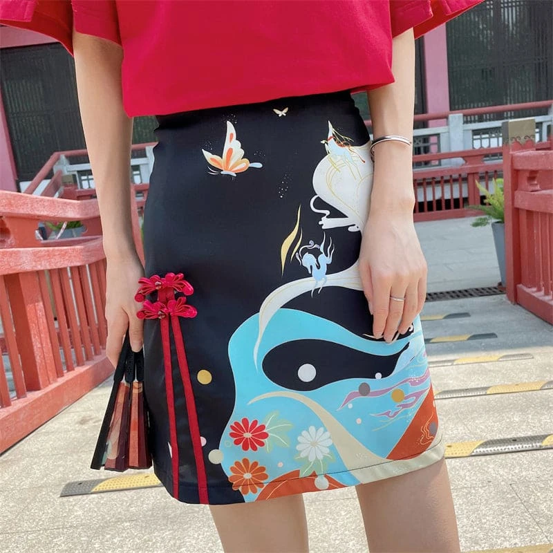 Sweet Embroidery Black Red T-shirt Skirt Set SP18903 19 Sweet Embroidery Black Red T-shirt Skirt Set SP18903 - Image 19