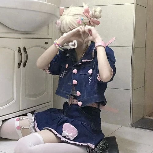 Sweet Perfect Lala Demin Blue Pink Hearts Outfit ON618 9 Sweet Perfect Lala Demin Blue Pink Hearts Outfit ON618 - Image 9