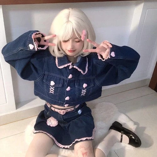 Sweet Perfect Lala Demin Blue Pink Hearts Outfit ON618 8 Sweet Perfect Lala Demin Blue Pink Hearts Outfit ON618 - Image 8