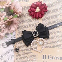 Sweet Princess Style Cute Pink Black Bow Heart Necklace ON642 -EgrilDoll Fashion Outlet Store sweet princess style cute pink black bow heart necklace on642 02 836