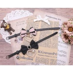 Sweet Princess Style Cute Pink Black Bow Heart Necklace ON642 -EgrilDoll Fashion Outlet Store sweet princess style cute pink black bow heart necklace on642 316