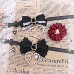 Sweet Princess Style Cute Pink Black Bow Heart Necklace ON642 -EgrilDoll Fashion Outlet Store sweet princess style cute pink black bow heart necklace on642 373