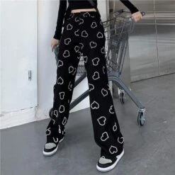 Trendy Casual Street Style Love Hearts Printed Pants EG16485