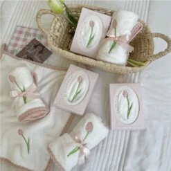 Tulip Embroidery Towel -EgrilDoll Fashion Outlet Store tulip embroidery towel 327