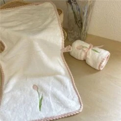 Tulip Embroidery Towel -EgrilDoll Fashion Outlet Store tulip embroidery towel ribbon 30 60cm 510