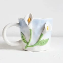 Tuplid Lily Flower Ceramic Mugs Kimi -EgrilDoll Fashion Outlet Store tuplid lily flower ceramic mugs kimi cups bottles 125