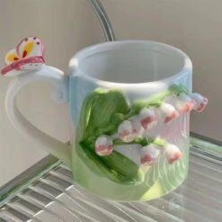 Tuplid Lily Flower Ceramic Mugs Kimi -EgrilDoll Fashion Outlet Store tuplid lily flower ceramic mugs kimi cups bottles 927