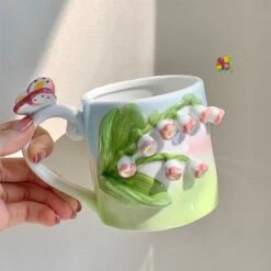 Tuplid Lily Flower Ceramic Mugs Kimi -EgrilDoll Fashion Outlet Store tuplid lily flower ceramic mugs kimi cups bottles 946