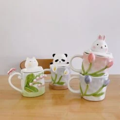 Tuplid Lily Flower Ceramic Mugs Kimi -EgrilDoll Fashion Outlet Store tuplid lily flower ceramic mugs kimi cups bottles 961