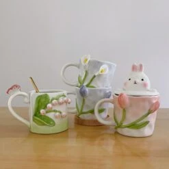 Tuplid Lily Flower Ceramic Mugs Kimi -EgrilDoll Fashion Outlet Store tuplid lily flower ceramic mugs kimi cups bottles 992