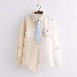 Two Colors Sweet Bear Colorblock Tie T-shirt ON346 -EgrilDoll Fashion Outlet Store two colors sweet bear colorblock tie t shirt on346 yellow long sleeve s 881