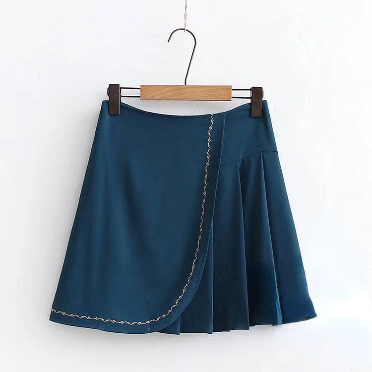 Vintage Embroidery Hollow Out T-Shirt Pleated Skirt Set ON22 6 Vintage Embroidery Hollow Out T-Shirt Pleated Skirt Set ON22 - Image 6