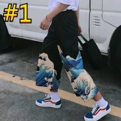 Waves Print Letter High Waist Wide Leg Pants EG15871 9 Waves Print Letter High Waist Wide Leg Pants EG15871 -EgrilDoll Fashion Outlet Store waves print letter high waist wide leg pants eg15871 1 wave s pant 250