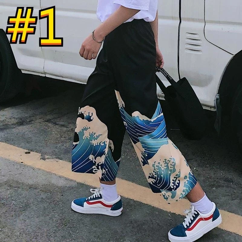 Waves Print Letter High Waist Wide Leg Pants EG15871 3 Waves Print Letter High Waist Wide Leg Pants EG15871 - Image 3