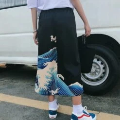 Waves Print Letter High Waist Wide Leg Pants EG15871 13 Waves Print Letter High Waist Wide Leg Pants EG15871 -EgrilDoll Fashion Outlet Store waves print letter high waist wide leg pants eg15871 pant 904