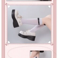 White Black Hearts And Chains Platform Shoes ON333 -EgrilDoll Fashion Outlet Store white black hearts and chains platform shoes on333 994