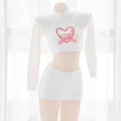 White/Black Super Soft And Warm Sweet Dress With Red Heart EE0964 -EgrilDoll Fashion Outlet Store whiteblack super soft and warm sweet dress with red heart ee0964 white 343