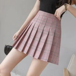 XS-3XL Plus Size Pleated High Waist A-line Plaid Skirt EG16825 -EgrilDoll Fashion Outlet Store xs 3xl plus size pleated high waist a line plaid skirt eg16825 203