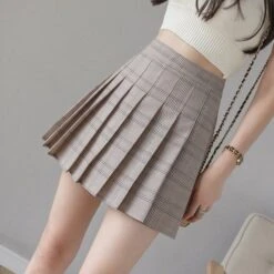 XS-3XL Plus Size Pleated High Waist A-line Plaid Skirt EG16825 -EgrilDoll Fashion Outlet Store xs 3xl plus size pleated high waist a line plaid skirt eg16825 208