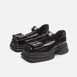 Y2K Goth Black/White Bow Thick Platform Leather Special Heel Mary Jane Shoes BE486 -EgrilDoll Fashion Outlet Store y2k goth blackwhite bow thick platform leather special heel mary jane shoes be486 120