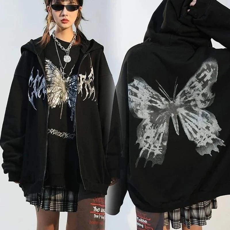 Y2K Gothic Butterfly Hoodie Punk Zip Up Harajuku Black Coat EG16685 1 Y2K Gothic Butterfly Hoodie Punk Zip Up Harajuku Black Coat EG16685