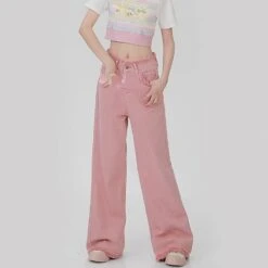 Y2K Style Baggy Long Pink Pants ON621 -EgrilDoll Fashion Outlet Store y2k style baggy long pink pants on621 538