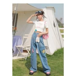 Y2K Style Denim Baggy Blue Bear Pants ON625 -EgrilDoll Fashion Outlet Store y2k style denim baggy blue bear pants on625 jeans 480