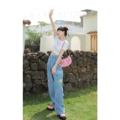 Y2K Style Denim Baggy Blue Bear Pants ON625 -EgrilDoll Fashion Outlet Store y2k style denim baggy blue bear pants on625 jeans 705