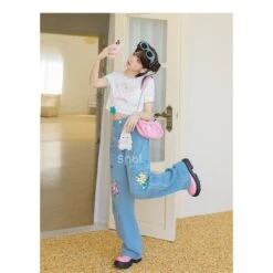 Y2K Style Denim Baggy Blue Bear Pants ON625 -EgrilDoll Fashion Outlet Store y2k style denim baggy blue bear pants on625 jeans 772