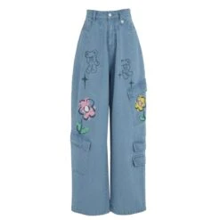 Y2K Style Denim Baggy Blue Bear Pants ON625 -EgrilDoll Fashion Outlet Store y2k style denim baggy blue bear pants on625 jeans 904